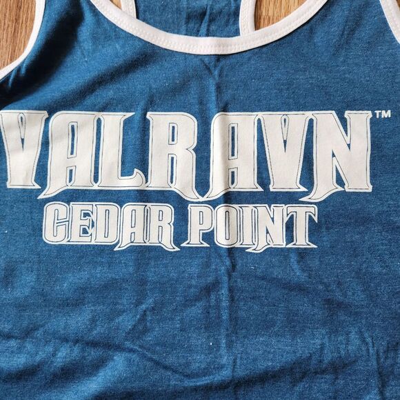 VALRAVN CEDER POINT Tank T-Shirt Size Medium Blue Racer-Back Tee Coverup Top - Picture 2 of 5